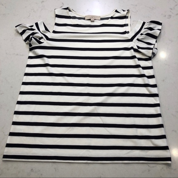LOFT Cold Shoulder Striped Top - Picture 3 of 5